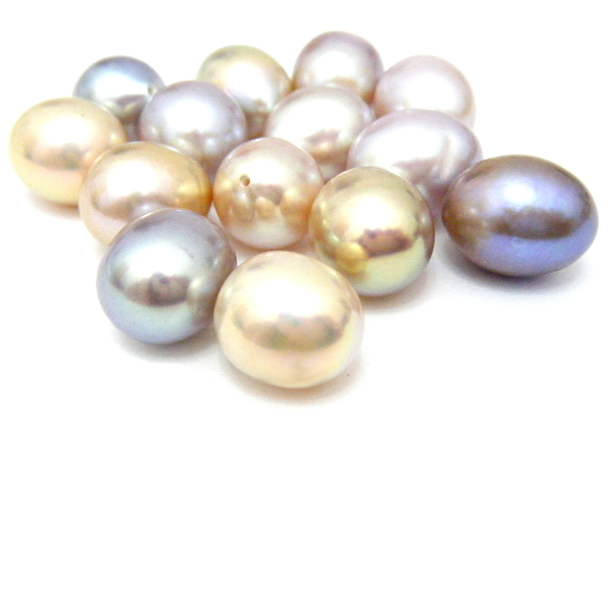 Natural Colours 11-12mm Half Drilled Drop Single Pearls